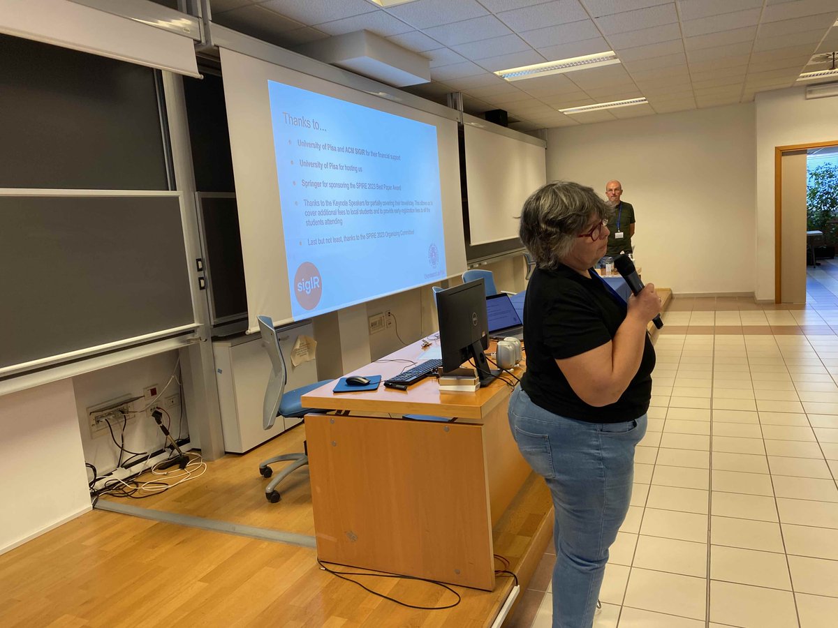 Nadia Pisanti opening SPIRE 2023 in Pisa! 3 days, 11 scientific sessions, ~80 attendees! #SPIRE2023