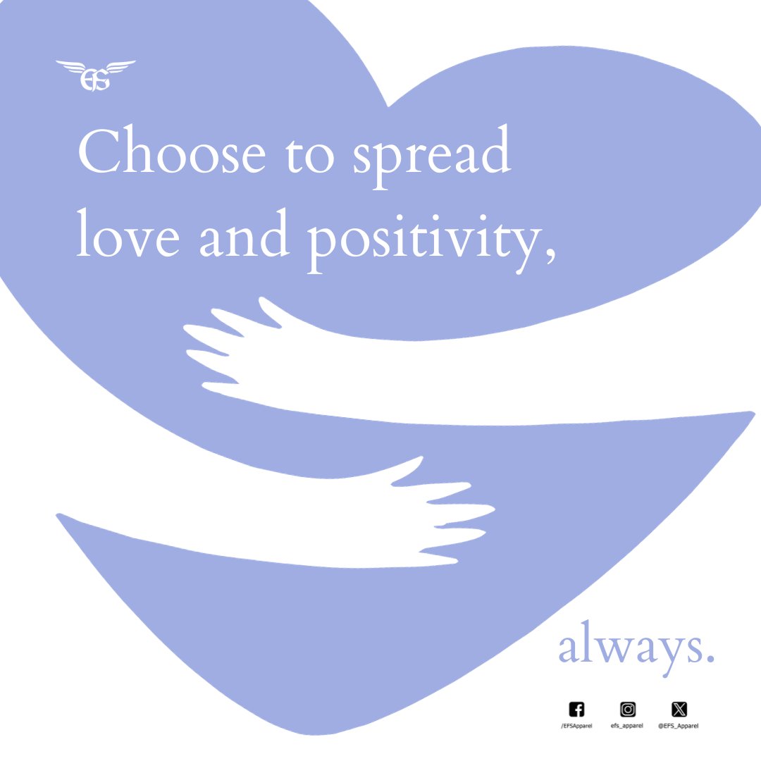 EFS_Apparel's tweet photo. Choose to spread love and positivity, Always. 🤟🫶
#Tuesday #Reminder #EFSApparel #ShareTheLove https://t.co/ck1KtArRiM