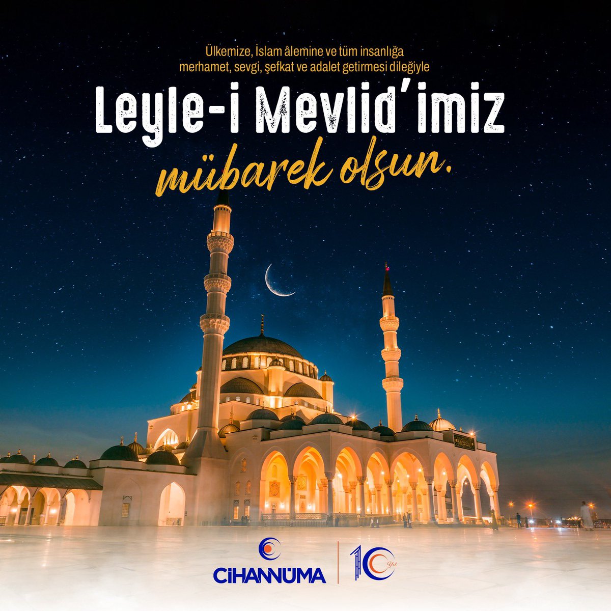 “…ve seni ancak âlemlere rahmet olarak gönderdik.” Enbiyâ Suresi 107.

Peygamber Efendimizin dünyayı şereflendirmesinin yıl dönümü olan Leyle-i Mevlid mübarek olsun.

Ülkemize, İslam âlemine ve tüm insanlığa merhamet, sevgi, şefkat ve adalet getirmesi dileğiyle.

#MevlidKandili