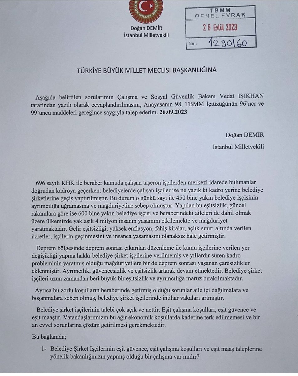 ates_tlay's tweet photo. Soru önergemiz teşekkürler DOĞAN DEMİR  Vekilim 🙏🏻🙏🏻🙏🏻🙏🏻 https://t.co/JjIl5vnZwg