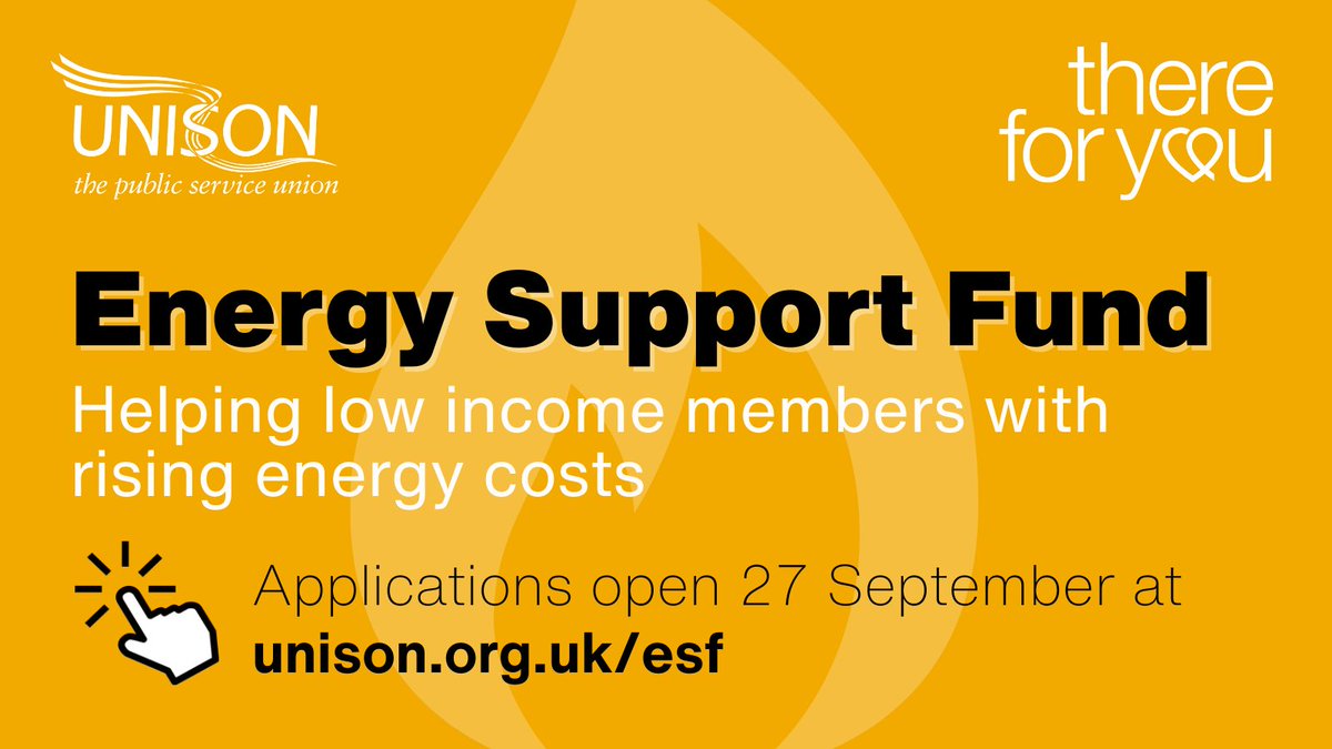 UNISONinSchools's tweet image. Don't forget that the Energy Support Fund opens TOMORROW, 27 September, at 8.30am and again at 5pm.  Funds are limited so check your eligibility now and set yourself a reminder to apply tomorrow: unison.org.uk/esf