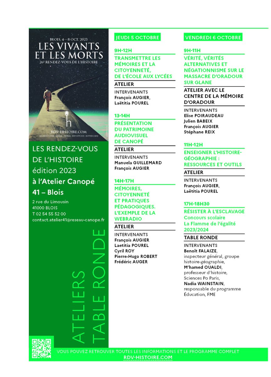 reseau_canope's tweet photo. 🕰️@reseau_canope  participe aux @rdvhistoire de Blois, qui a cette année pour thème « Les vivants et les morts ».
Découvrez le programme riche, avec des ateliers créatifs et participatifs en présentiel à l'atelier @canope_41, et des webinaires en ligne.
➕ https://t.co/uzbr6t4qfO https://t.co/fl0BZGmu81