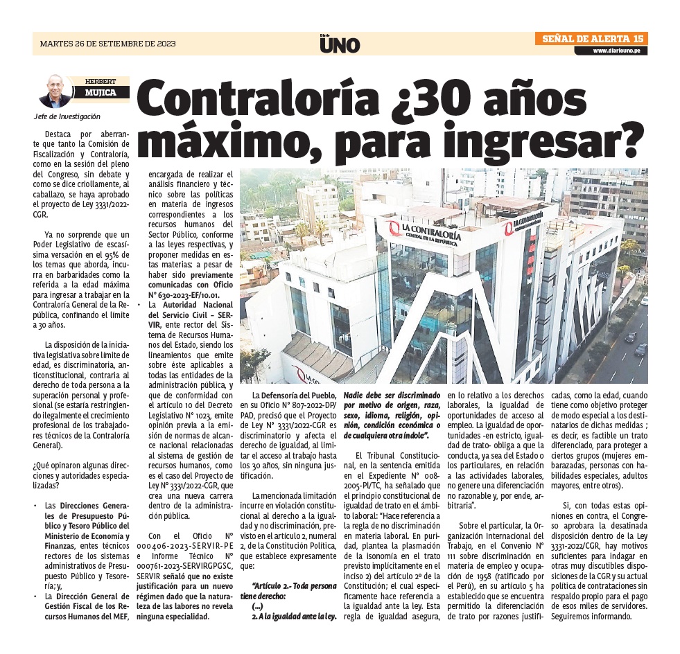 hcmujica's tweet photo. Informe
Señal de Alerta-Herbert Mujica Rojas
26-9-2023

Contraloría ¿30 años máximo, para ingresar?
https://t.co/12XiqO8WqM
https://t.co/nIMaFDWkMR https://t.co/s6YwOzIKjl