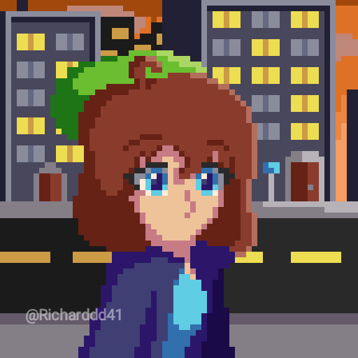 Richarddd41's tweet photo. "I've made many mistakes, but I do not regret my choices" (forgot to upload this one weeks ago oops) #pixelart #oc #positiveside #ydoghoprul https://t.co/poyirhGug2