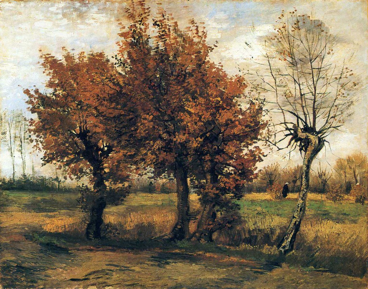 vangoghartist's tweet photo. Autumn Landscape with Four Trees, 1885 https://t.co/Mh6NdeETDM https://t.co/bjGHl7I3bG