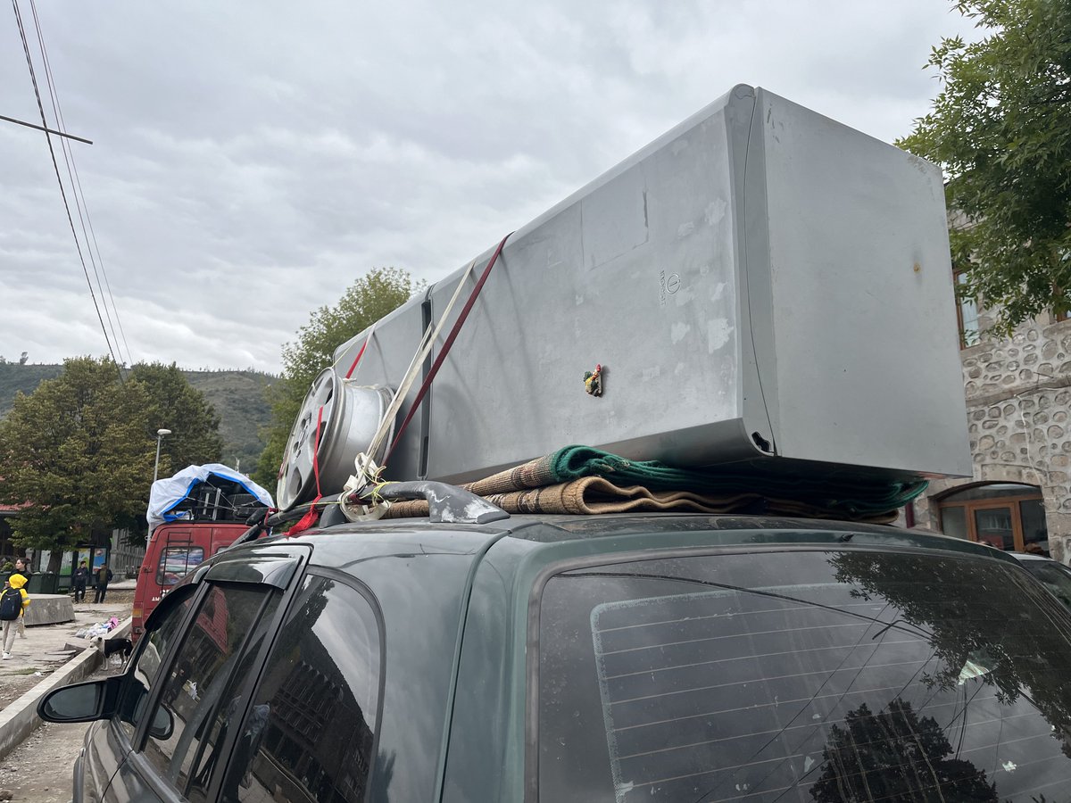 Karabakh Armenians have collected all they can take, sometimes even appliances, as they escape ethnic cleansing.

Sept 26, Goris.