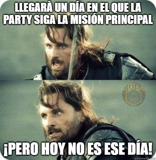 roleddice's tweet photo. Paladín: Oye, nos están esperando en... 
Pícara: Uy... me han comentado que hay un tesoro en una aldea cercana🤑🤑

El guerrero en corto:  

#meme #dndmeme #Rol https://t.co/kktxTSBdjT