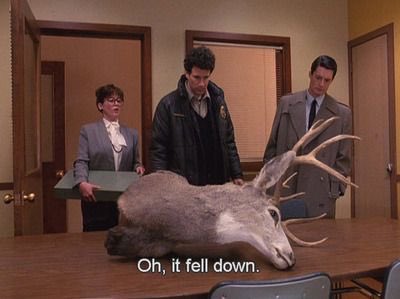 A kingly moment of comedy when most people I show this to start leaning in.

“Weirdness” birthed from straightforward realism is Lynchian, something his imitators (and mid-season 2 filmmakers) couldn’t grasp. It’s not about being kooky.