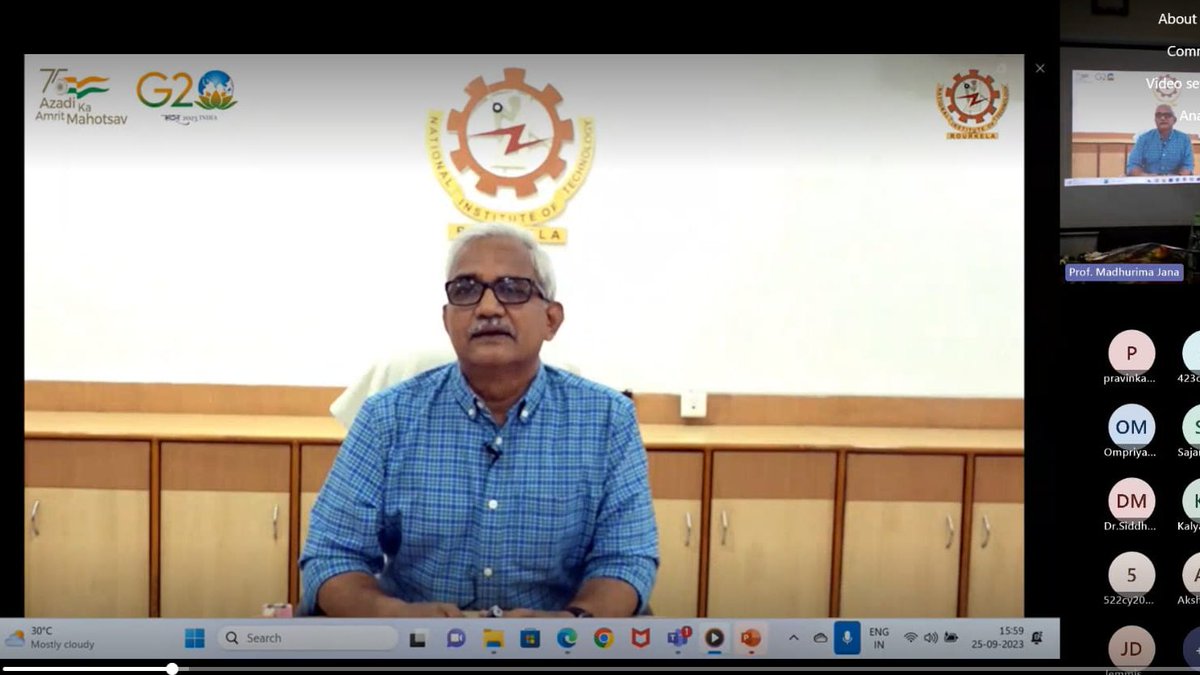 nitrourkela's tweet photo. Department of Chemistry organises @serbonline sponsored workshop on "Modeling and Synthesis: Molecules to Macromolecules -2023" from 25 Sep 2023 to 29 Sep 2023. With more than 150 registered participants, the Chief Guest Prof. Chandan Kumar Sahoo (Director-in-Charger, NIT Rourkela) inaugurated the event. The inauguration ceremony of the event had a virtual presence of Honorary Padma Shri Prof. E. D. Jemmis (IISc Bangalore), who later delivered his keynote lecture. Prof. K. Umamaheshwar Rao also greeted the gathering by sending a video message. 

A total of 13 esteemed faculties from IITs, NITs and IISER and other technical institutions of the country will be delivering their talks throughout this 5-day hybrid mode workshop. Prof. Priyabrat Dash (HOD, Dept of Chemistry) is the Chairperson for hosting the workshop. Dr. Madhurima Jana and Dr. Bimalendu Adhikari are the coordinators of the workshop. Workshop also includes visits by few regional college students for hands on practice in modeling of molecules and sophisticated instruments used.

The workshop aims to provide essential information and understanding to UG and PG students, as well as young researchers and faculty members on the fundamentals of the techniques of modeling including use of artificial intelligence in modeling and synthesis of macro/bio/supramolecules and polymers of biological and material significance.

@EduMinOfIndia