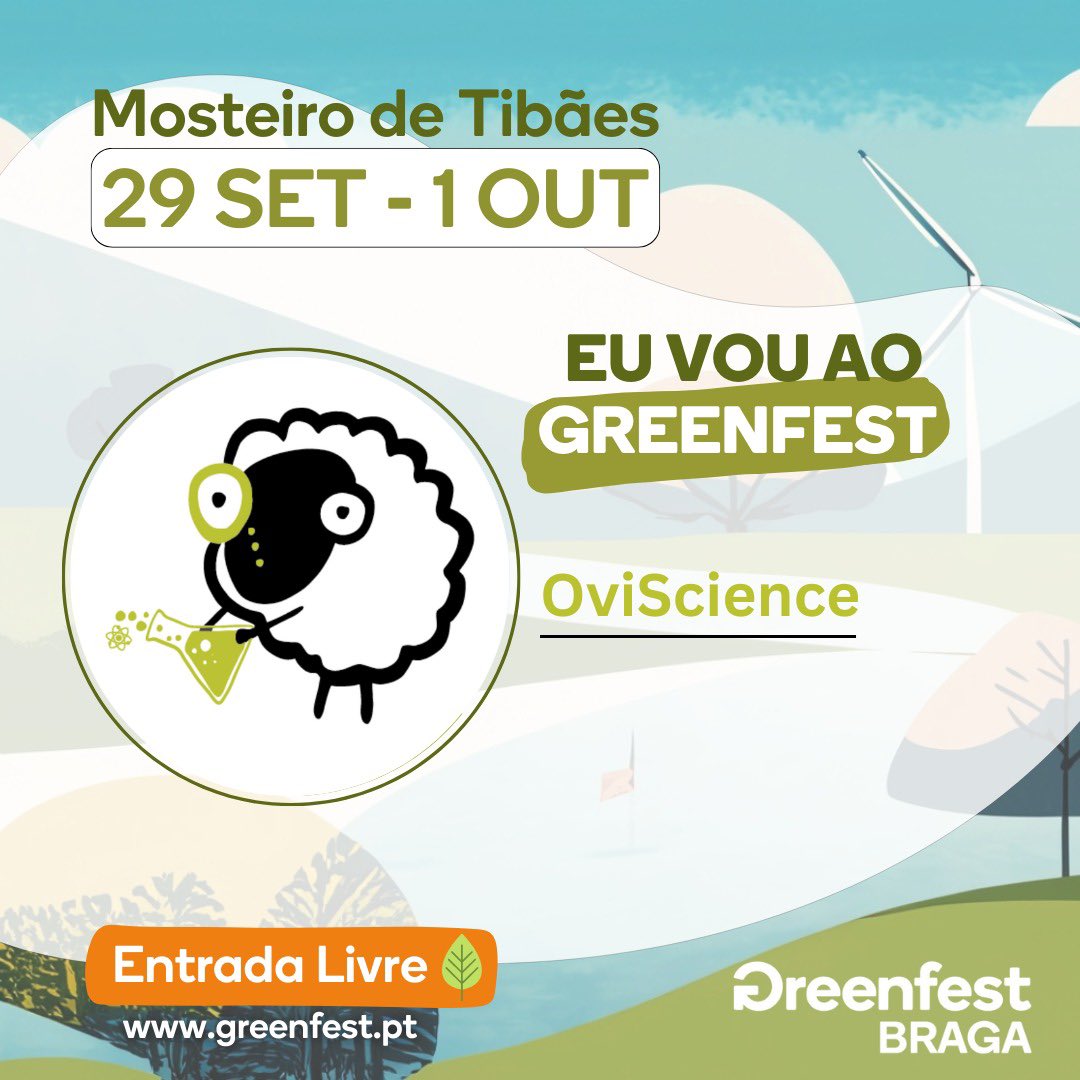 A @oviscience is part of @greenfest Braga, the major event of sustainabity in Portugal!

Friday:
🧭 15:00, with live science, at the Oficina e Cozinha Leroy Merlin 
🧭 18:00, with science training, at the Palco PRIO.

🌿 greenfest.pt

#oviscience #greenfestbraga2023