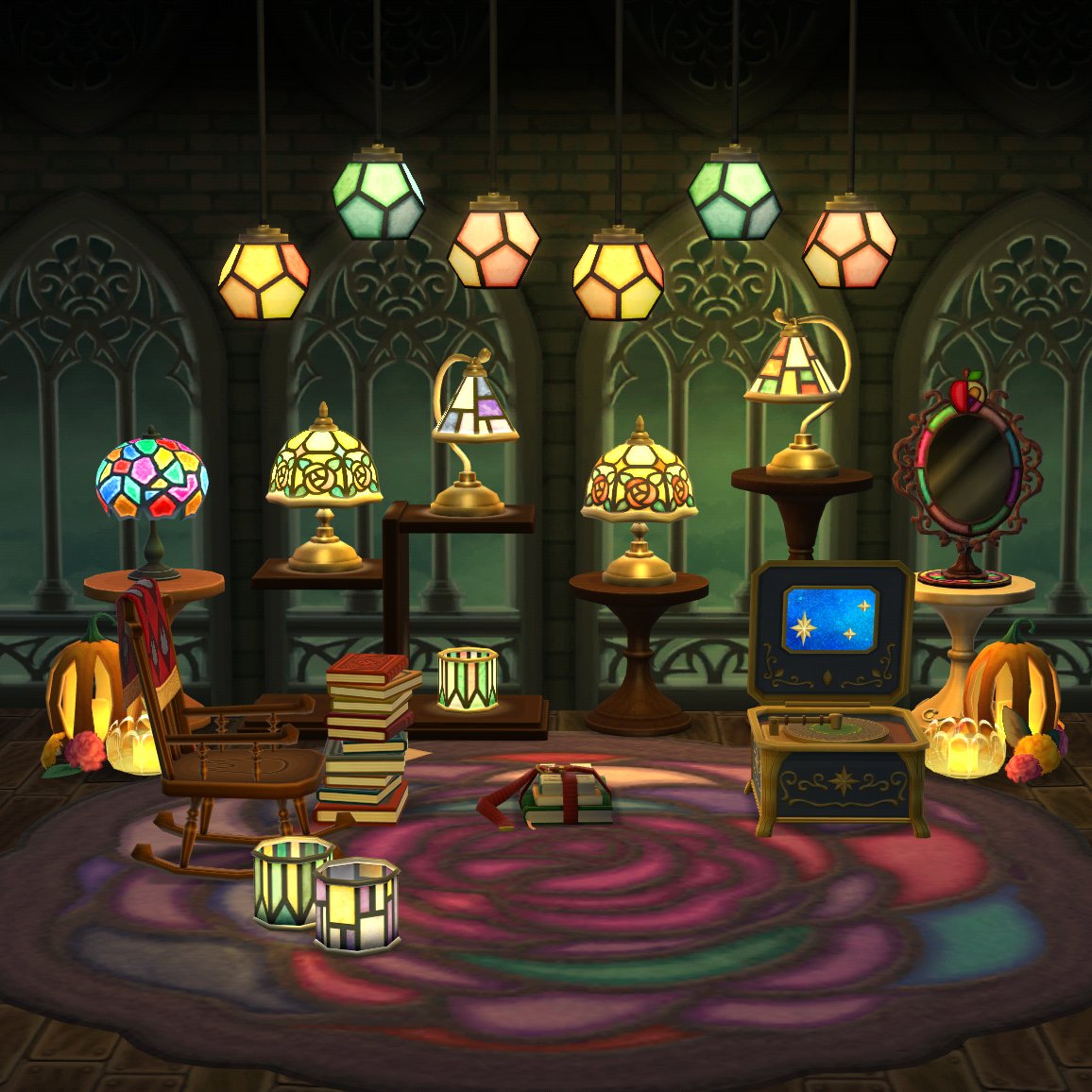 MarshmallowRomi's tweet photo. #AnimalCrossing #PocketCamp #acpc #acpcSnapshots #acpcGallery #nintendo #stainglass #lantern #musicbox #rockingchair #rose #rug https://t.co/NmwWgwiWMp