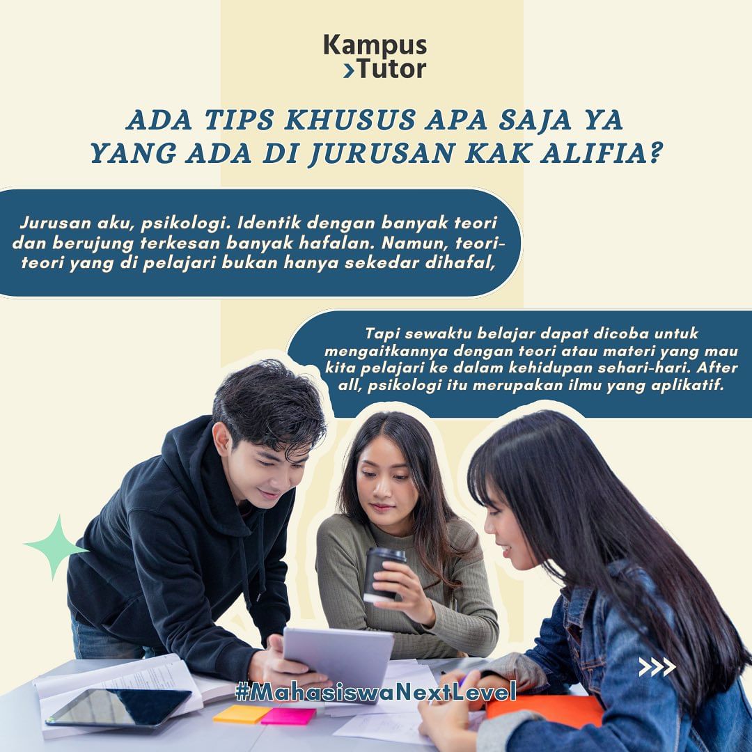 KampusTutor's tweet photo. "After all, psikologi itu ilmu aplikatif". Wah, perlu diinget nih, Sobat KaTo. Biar belajarnya efektif, coba deh kaitin teori-teori yang lagi dipelajari sama daily life kita 😁 https://t.co/InzlyE36mf