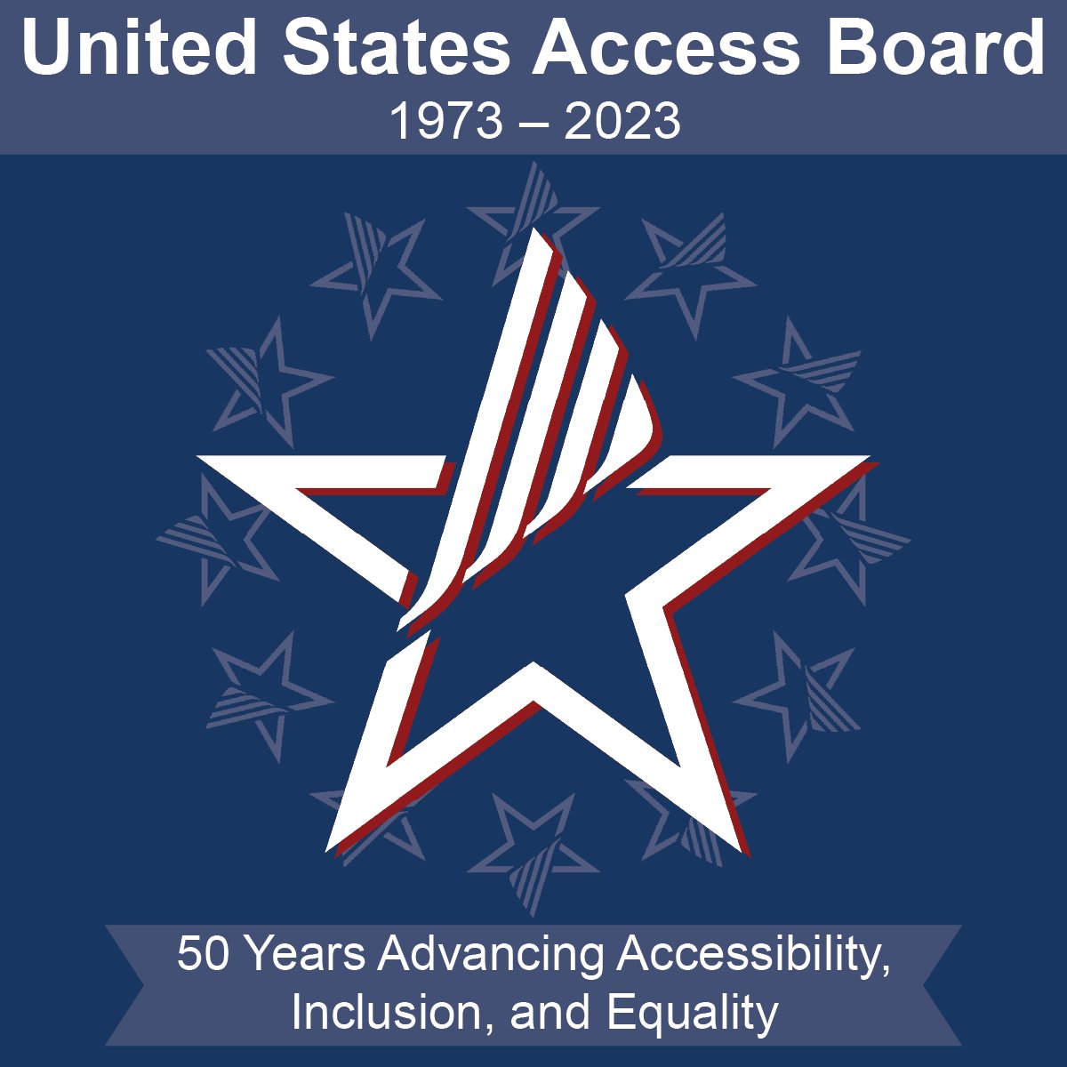 Today is the 50th anniversary of both the Rehabilitation Act and the Access Board! 🎉 Signed on September 26, 1973, the #RehabAct created the Board to enforce the #ABA and develop #accessible design standards. Through our work, we promote #equality for people with #disabilities.