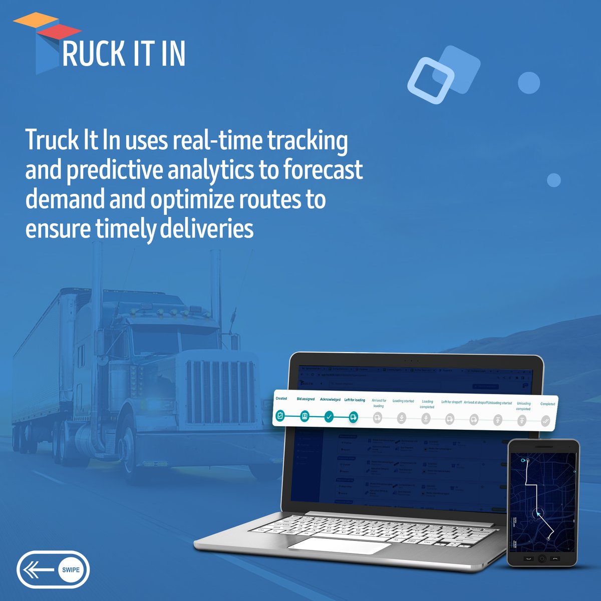 The power of #livedata and #insights is helping businesses transform their #logistics!
Explore how #TruckItIn is transforming industries with real-time tracking and predictive analytics.
Swipe through to learn more. 🚀

#Trucking #digitization #analytics #data
