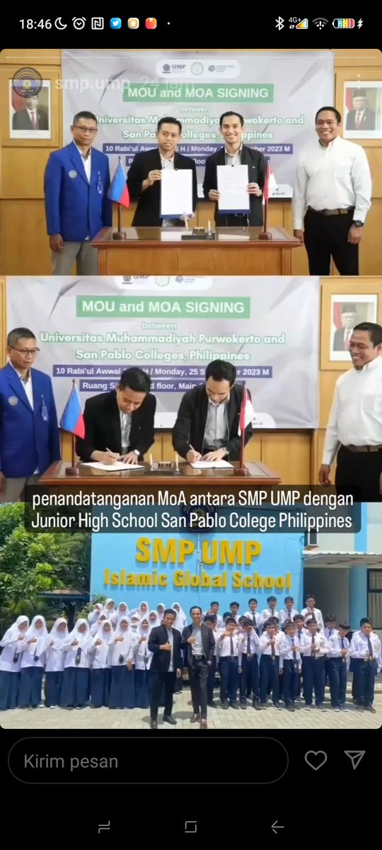 Penandatanganan MOA SMP UMP Purwokerto dg Junior High School San Pablo Colege Philippines
#smpump #purwokerto #smpfavorit #purwokertoviral #purwokertohits #purwokertohitz #purwokertoupdate #purwokertokekinian #purwokertokeren #purwokertocantik #instapurwokerto #infopurwokerto