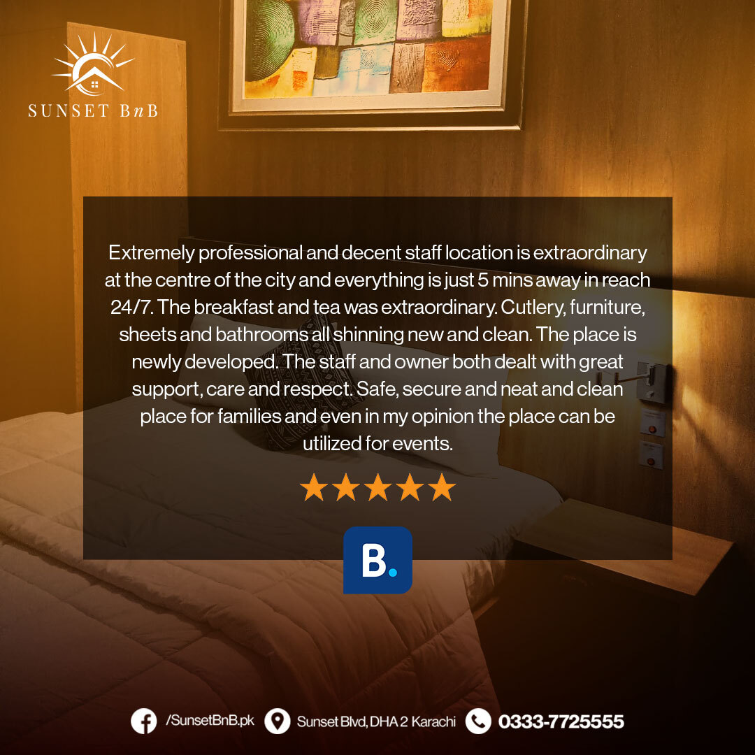 SunsetBnB's tweet photo. It is always a pleasure to hear feedback from our Guests. Here's what they say about Sunset BnB.

For Bookings and details: https://t.co/QNorkwL8bh

#WhatsApp: 03337725555

#SunsetBnB #hotel #clientTestimonial #valuableguests #FREEBREAKFAST #guesthouse #Karachi #Clientdiaries https://t.co/U44JF6GiPB