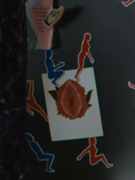 vagina_museum's tweet photo. What's that on Jean Milburn's fridge? Let's zoom and enhance...

Oooh! It's one of our vulva peony postcards! #SexEducation https://t.co/wu2MLtZuNG