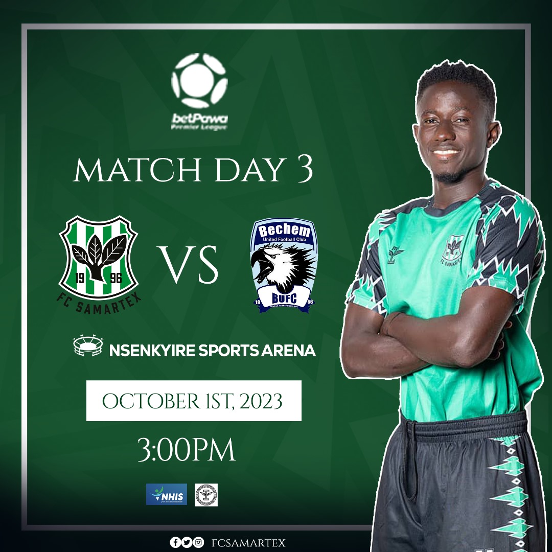 FcSamartex1996's tweet photo. ๐๐ฅ ๐๐๐ญ๐ฉ!
๐ @BechemUnitedFC
๐ Nsenkyire Sports Arena
โฐ3:00pm Kick Off
๐ @GhanaLeague
#SaxBec #TimberGiant https://t.co/KmNStyDQR2
