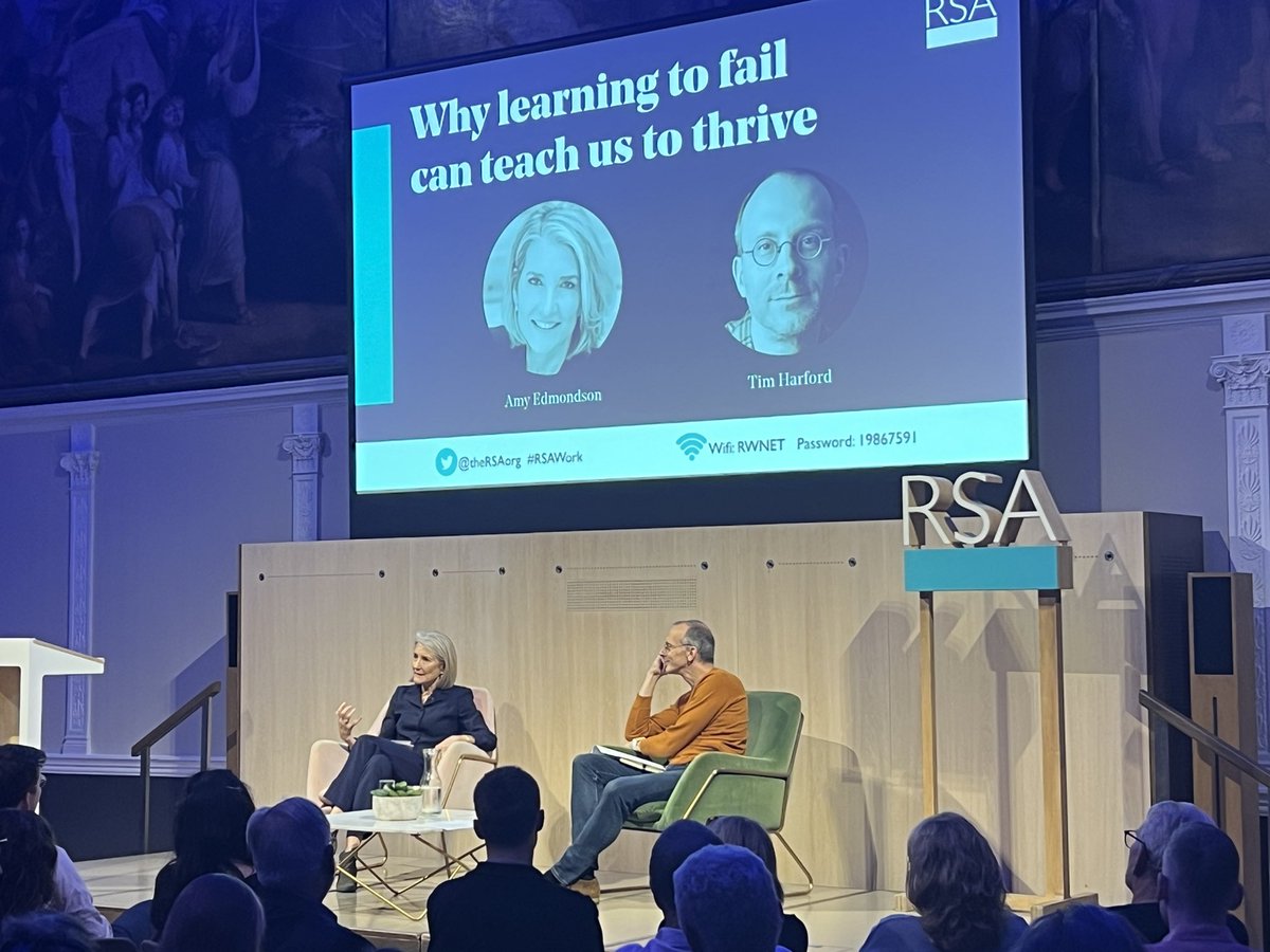 The RSA (@thersaorg) on Twitter photo .<a href="/AmyCEdmondson/">Amy Edmondson</a> with <a href="/TimHarford/">Tim Harford</a> discussing what are the 4 (and a bonus half!) attributes of intelligent failure #RSAwork .<a href="/AmyCEdmondson/">Amy Edmondson</a> with <a href="/TimHarford/">Tim Harford</a> discussing what are the 4 (and a bonus half!) attributes of intelligent failure #RSAwork