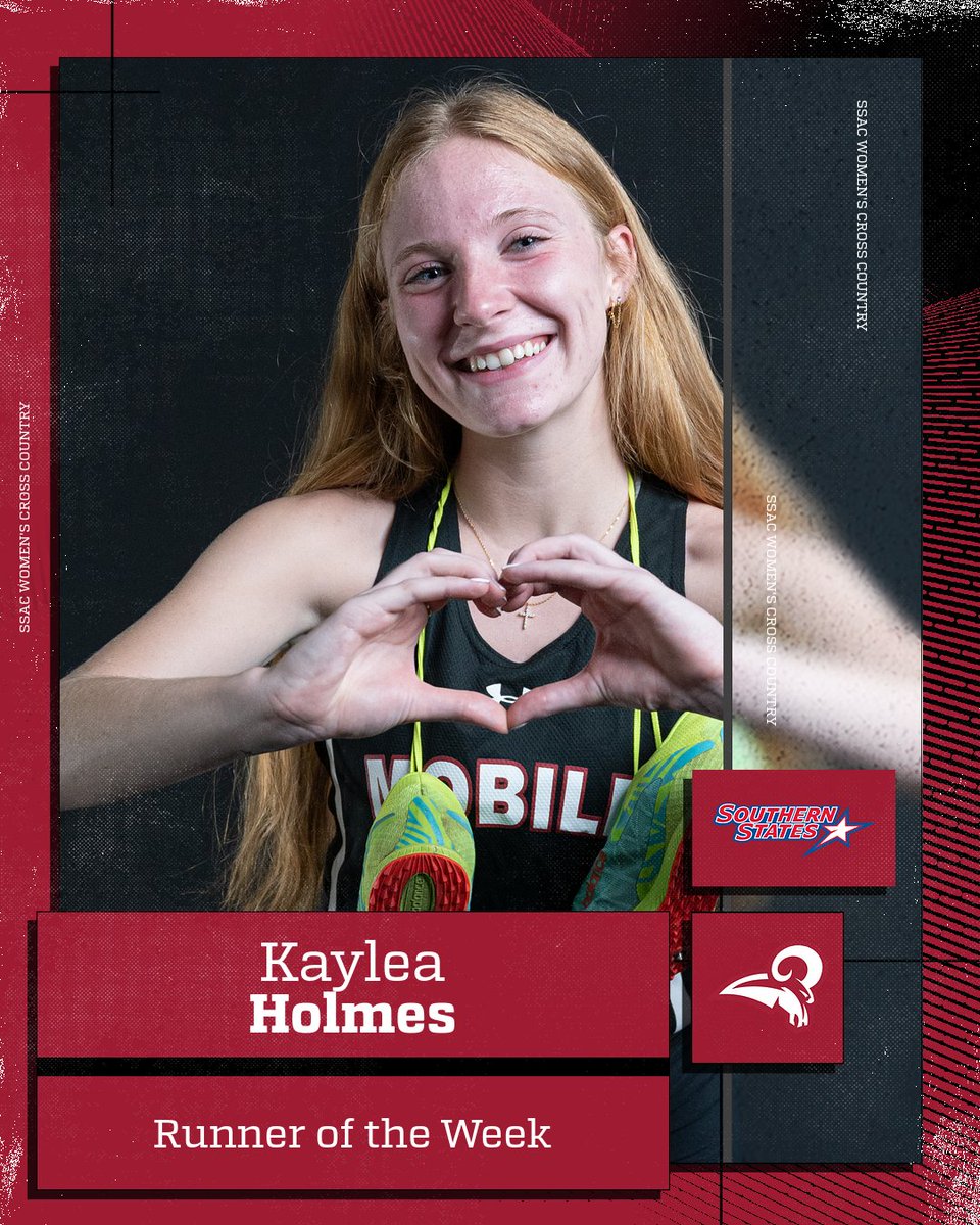 Southern States (@ssacsports) on Twitter photo Congrats to <a href="/UMobileRams/">University of Mobile Rams Athletics</a> on sweeping the SSAC M&W Cross Country Runner of the Week honors for the week of Sept. 18-24. Details | bit.ly/45cOtBT
Men: Joey Jones
Women: Kaylea Holmes Congrats to <a href="/UMobileRams/">University of Mobile Rams Athletics</a> on sweeping the SSAC M&W Cross Country Runner of the Week honors for the week of Sept. 18-24. Details | bit.ly/45cOtBT
Men: Joey Jones
Women: Kaylea Holmes