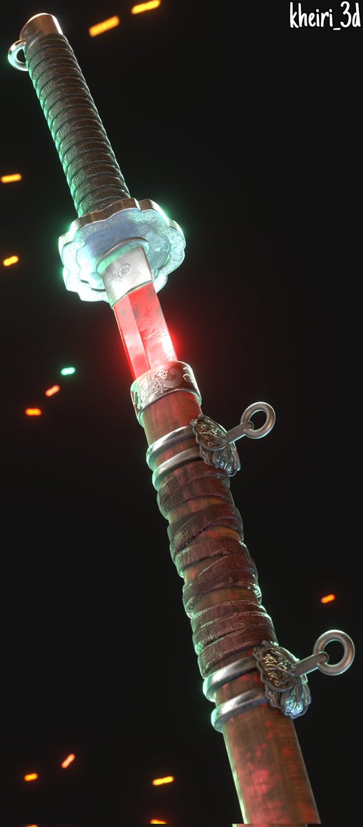 kheiri_3d's tweet photo. Day 3 of #swordtember2023 

Fushigiri part 2 : 

Finally completed the Mortal blade and its sheath 

And shiny lights, more shiny lights

#Swordtember #blade #blender #b3d #katana #sekiro #souls #3dartwork https://t.co/Bg7VXUvSZd