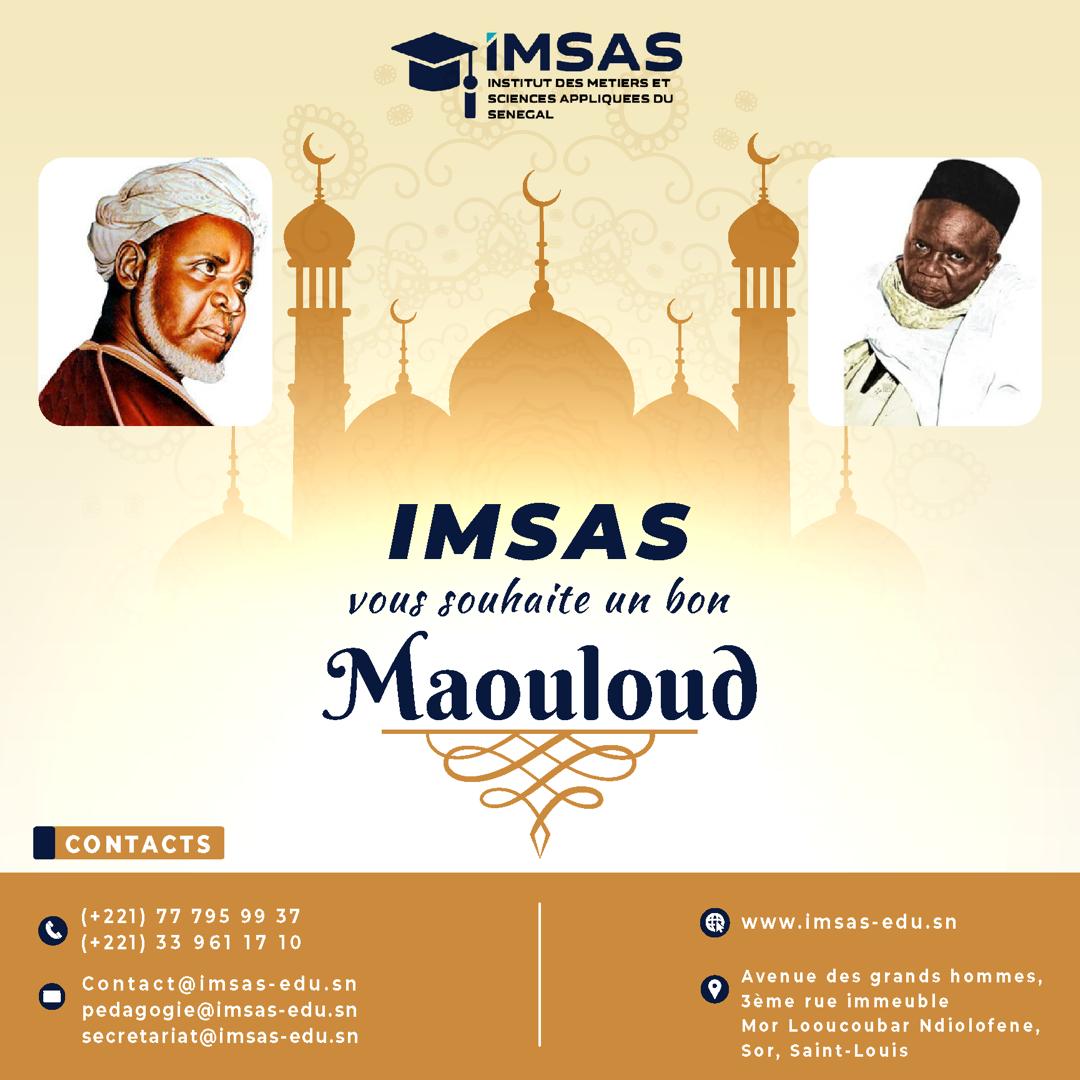 imsas_sn's tweet photo. IMSAS vous souhaite une bonne fête de Maouloud 🙏.
IMSAS des Formations Pratiques de Qualité 🎓.
#Kebetu #Maouloud2023 #Tivaoune #Medinabaye #Ndiassane #Thieneba #IMSAS #Saint-Louis https://t.co/9CczooMFBH