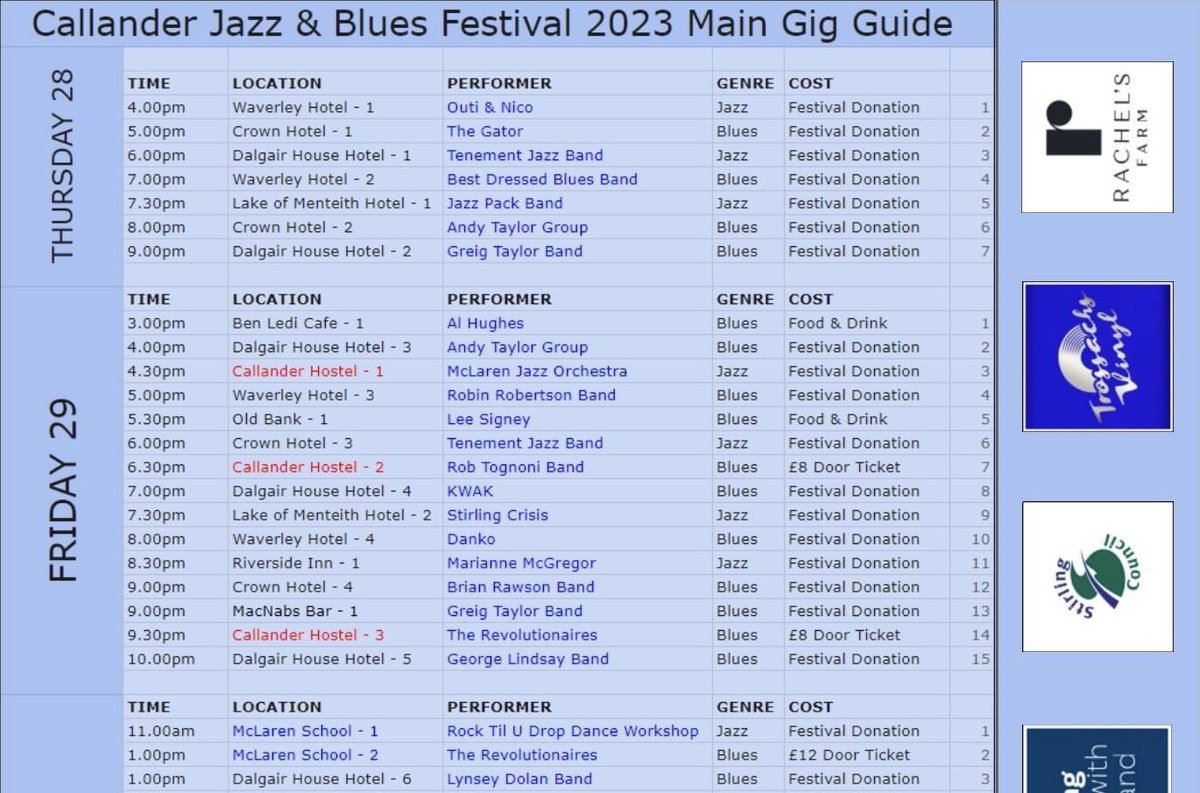 We are officially in the programme for the Callander Jazz and Blues festival! The Mclaren McJazz orchestra and friends. Friday 29 sept at 4.30: Bridgend Hostel, Callander. Looking forward to seeing you!