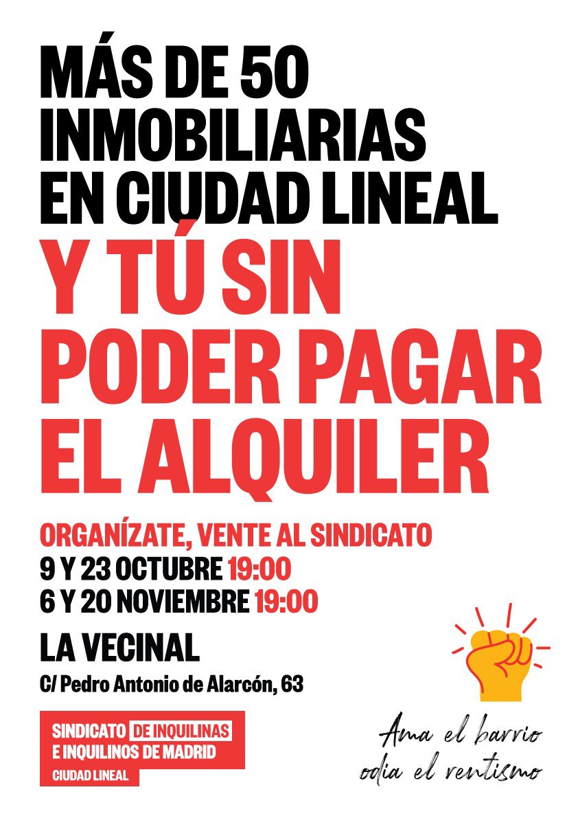 SINDICATO DE INQUILINAS DE CIUDAD LINEAL tweet media