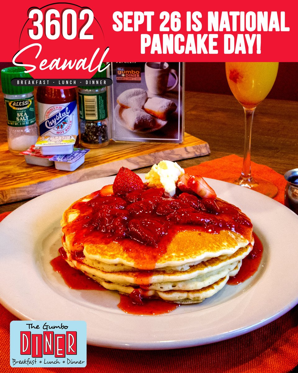 The odds of having a fantastic breakfast at The Gumbo Diner on Pancake Day are stacked in your favor. Join us on Sept 26 for a sure thing.

Directions -> bit.ly/2RZh9Kb
Menu or Delivery -> bit.ly/2SohHti