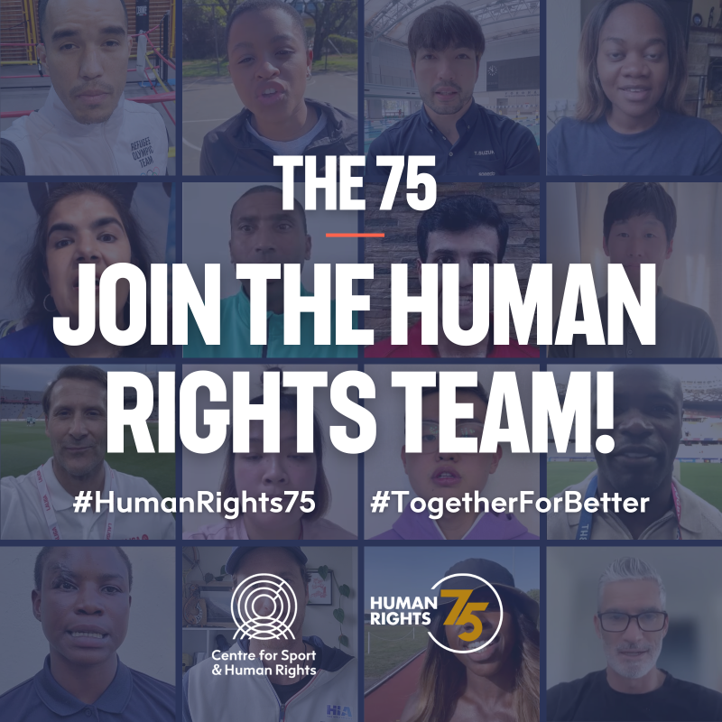 SportandRights's tweet photo. The Centre is proud to be partnering with the @UNHumanRights with the launch of #The75 campaign

#The75 will showcase 75 sports stars &amp; their commitment to #HumanRights in the countdown to the 75th anniversary of the UDHR

More info below! 👇

#HumanRights75 | #TogetherForBetter