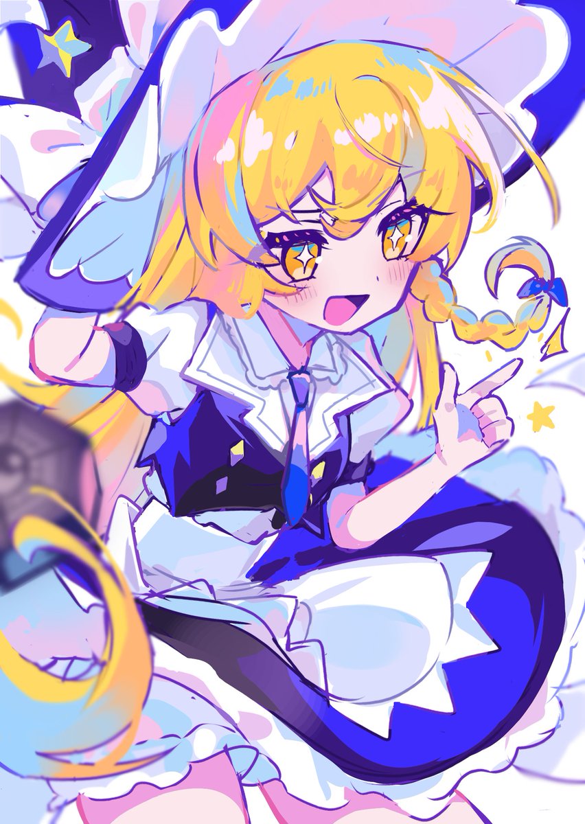 kirisame marisa 1girl blonde hair solo hat witch hat braid long hair  illustration images