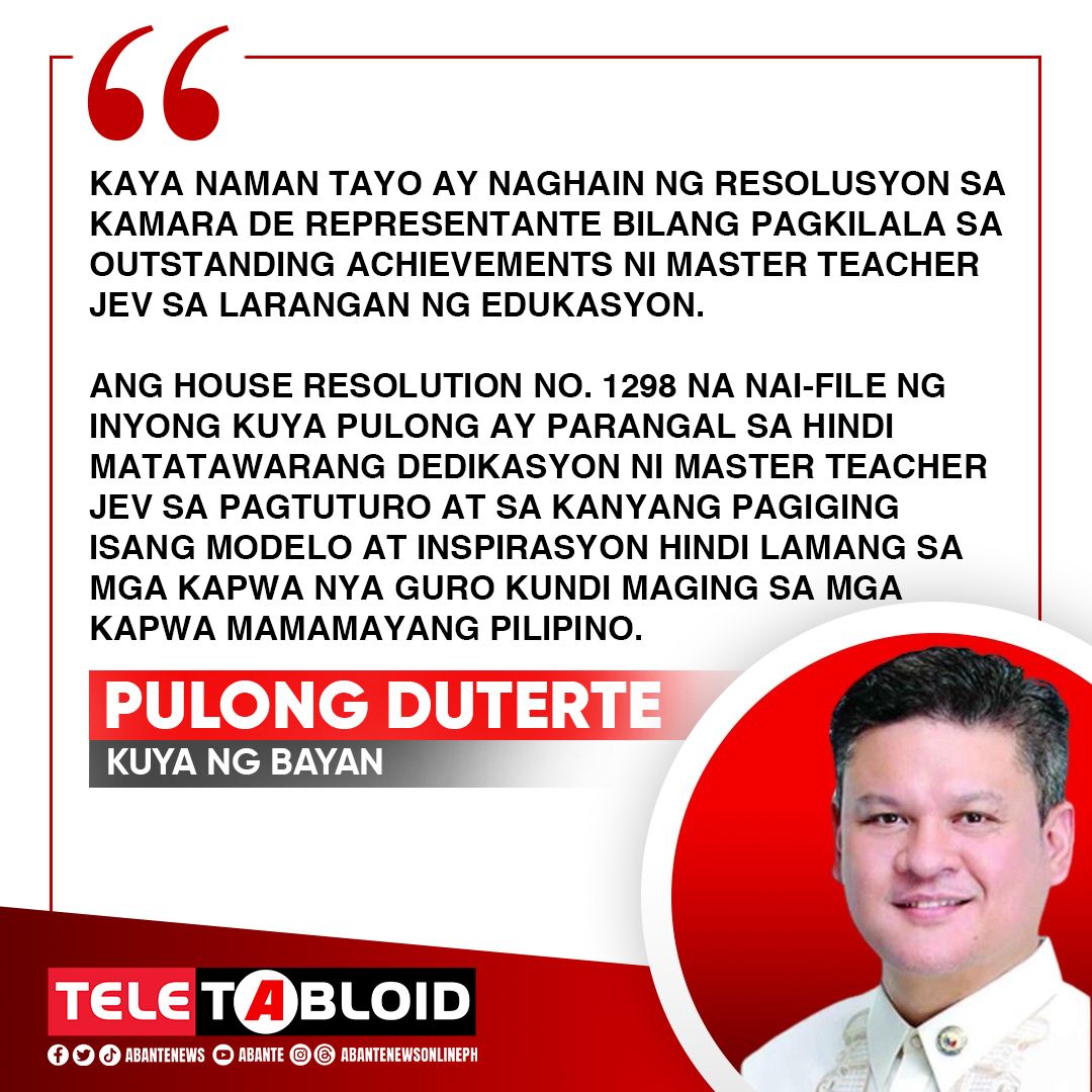 #KuyaNgBayan ni Pulong Duterte ngayong Setyembre 26, 2023.

Basahin buong teksto: abante.com.ph/modelong-guro-… 

#PulongDuterte