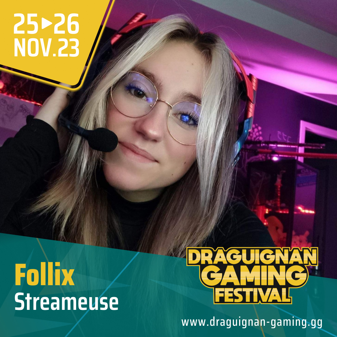 🌟 <a href="/FollixFR/">PuR Follix</a> #streameuse #multigaming au DGF 🎮

Follix brille depuis 4 ans déjà sur la scène du streaming. Son jeu de prédilection ? #Warzone ! 
Ce qui la distingue ? Sa joie de vivre et son approche simple et décontractée 🎮

Viens la rencontrer au DGF : urlz.fr/mJSi