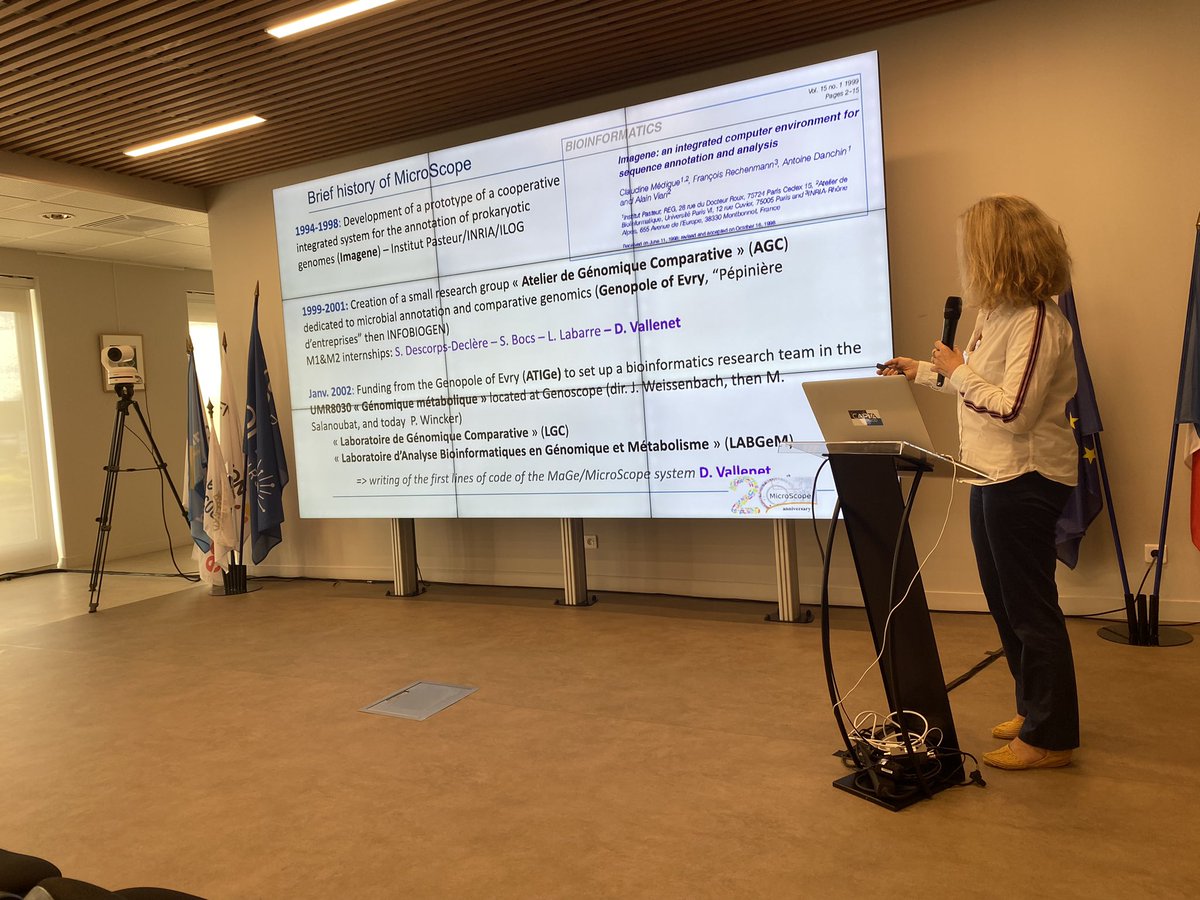 GenoLabgem's tweet photo. Claudine Medigue, @vallenet and Alexandra Calteau presented 20 years of activity of the #MicroScope_platform #MicroScope20years https://t.co/L9n4Q1Zt7y