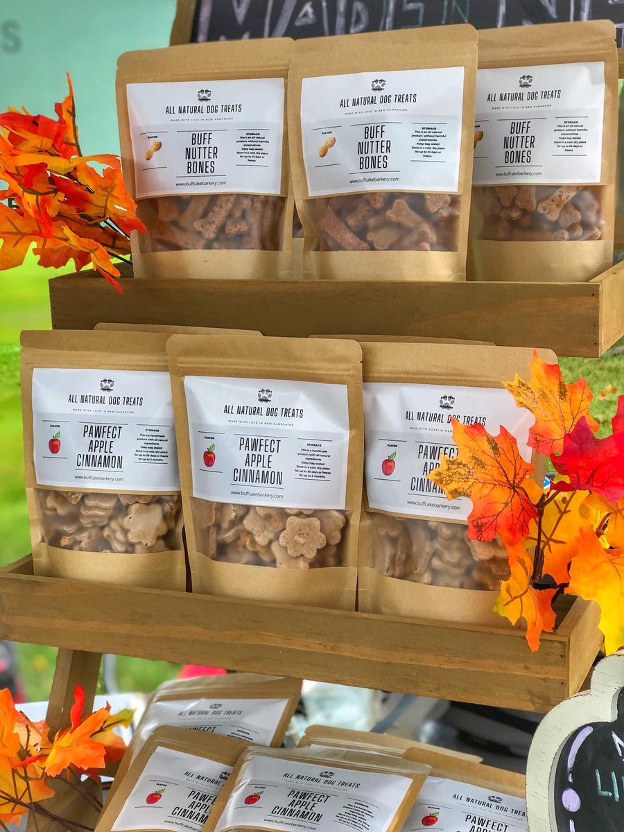 BuffCakeBarkery's tweet photo. Doesn’t matter the season. Buff Nutter Bones 🦴and Pawfect Apple / cinnamon 🍎 Treats are always a must have . 
#buffcakebarkery  #dogs #newhampshire #localbusiness https://t.co/s416fDkz8F