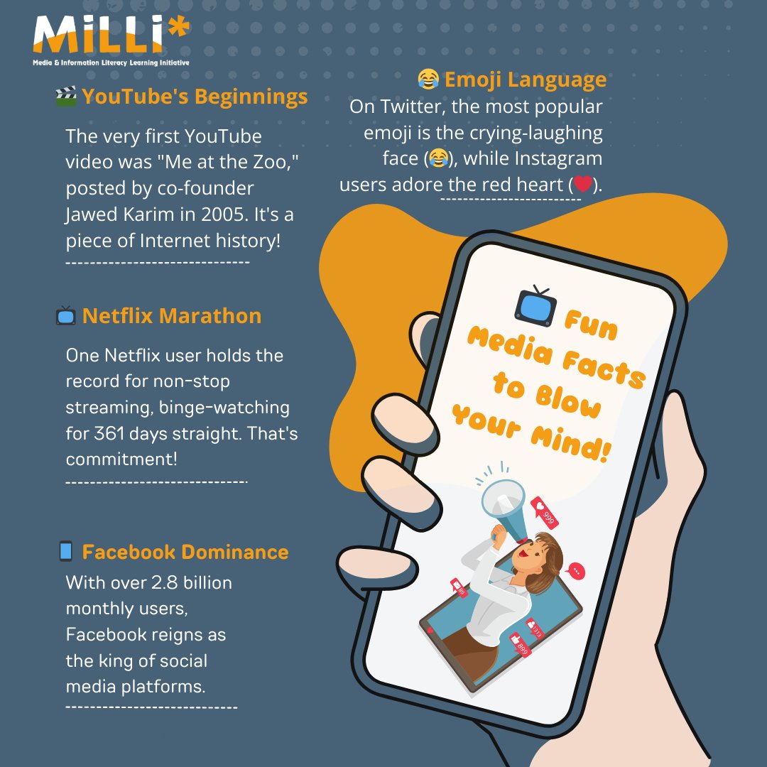 MilliNamibia's tweet photo. ๐ท Fun Media Facts to Blow Your Mind! ๐ท
#tuesdaymotivation2023
#tuesdaymotivation
#millinamibia
#media https://t.co/xpTNb4kRK0