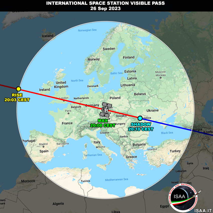 RikyUnreal's tweet photo. ITA 🇮🇹
Stasera 26 settembre ci sarà un passaggio della #ISS visibile da tutta Italia (favorito il nord).
Appuntamento alle 20:05 circa (ora locale) meteo permettendo.
Buona caccia!
#SpotTheStation #Expedition69 https://t.co/OjIiljM6C5