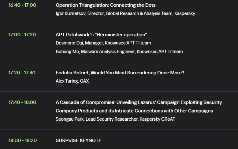 kaspersky's tweet photo. Curious what's happening at this year's @TheSAScon? Wonder no more - the full agenda has been revealed.

From #iOSTriangulation to #YARA and LLM's, it's all happening this year.

Learn more ⇒ https://t.co/7rsXbiCHmw #TheSAS2023 https://t.co/2TEHHsEtwe
