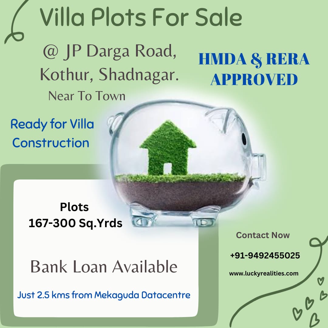luckyrealties58's tweet image. HMDA &amp;amp; RERA Approved Villa plots for sale in JP Darga Road, Kothur, Shadnagar.
#shadnagarplots
#shadnagarproperty
#plotsforsaleinkothur
#kothuropenplots