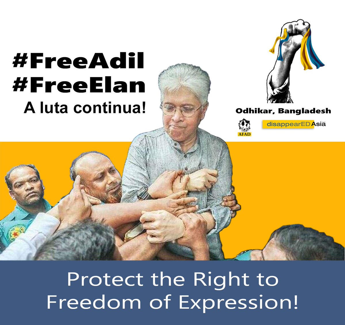 Protection, not Persecution, of Human Rights Defenders! #FreeAdilFreeElan #Odhikar #StopHarassmentofHRDs #Bangladesh @UNHumanRights @UN_SPExperts @BDMOFA