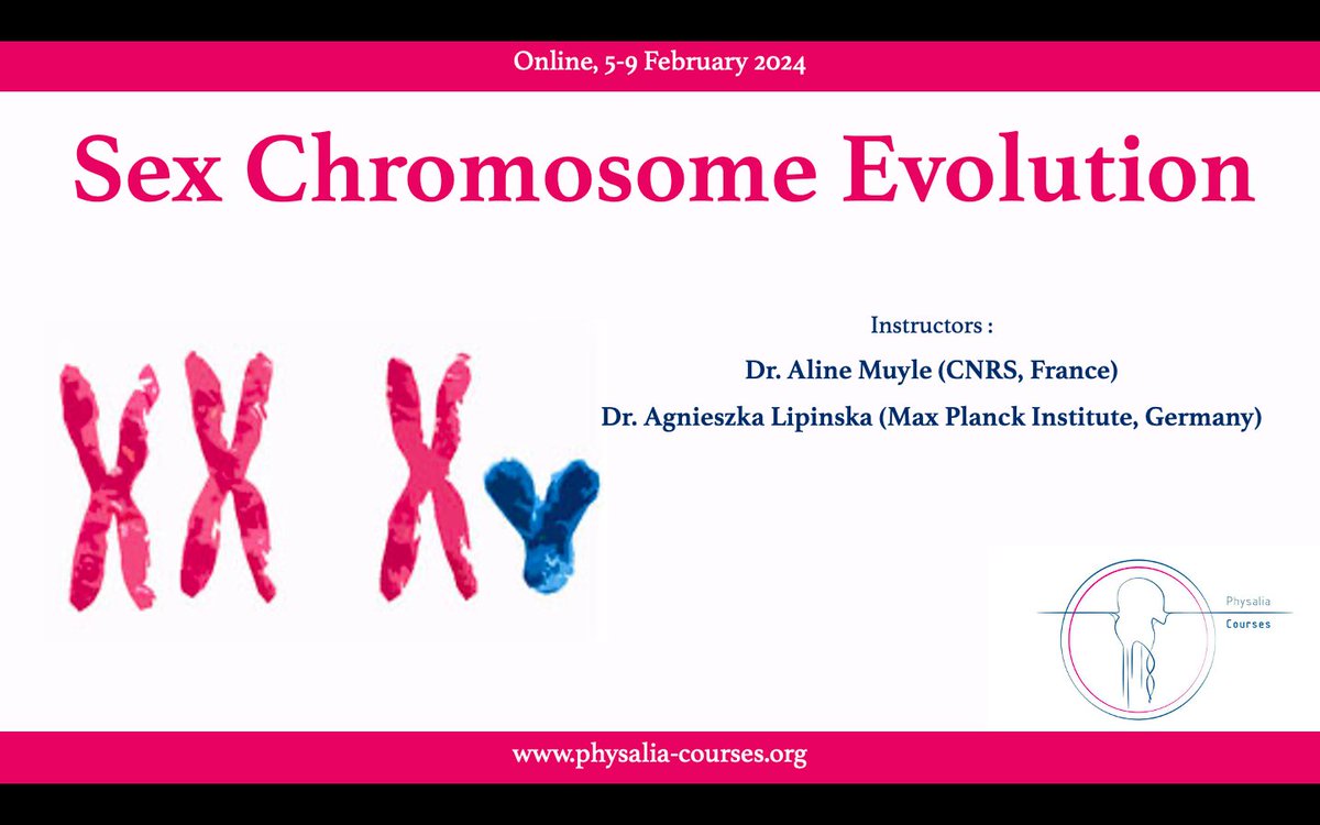 📢Registrations are now open for the course 'Sex Chromosome Evolution' with @Aga_Lipi & @Aline_MUYLE 
🤿Dive into the world of genomics and transcriptomics with us. 🧬 Learn study design, data collection, analysis, and more.
🔗physalia-courses.org/courses-worksh…
#Genomics #Bioinformatics