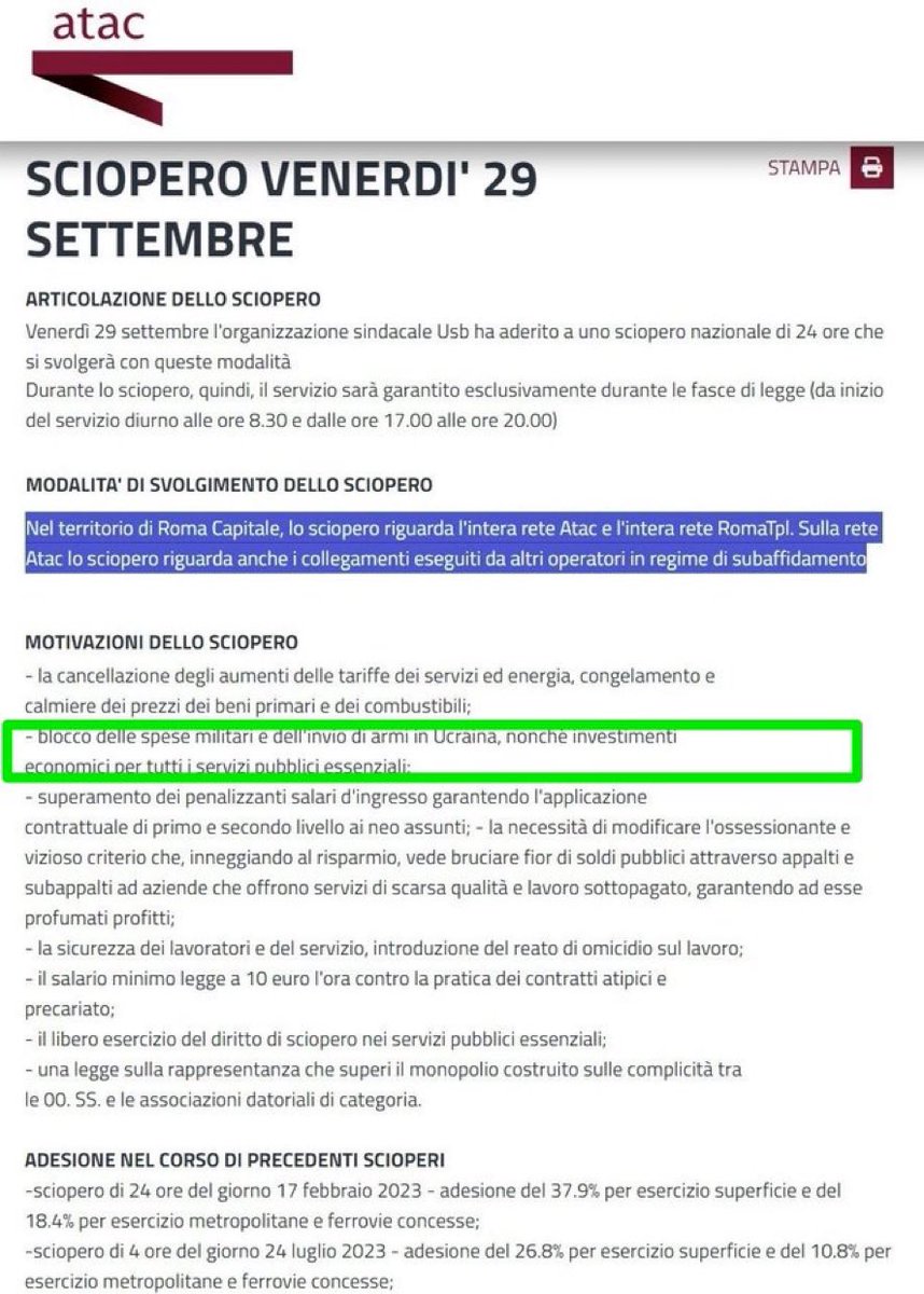 FrancescoDeBen8's tweet image. L’ATAC, la pessima azienda dei trasporti romana che costa al contribuente italiano più di Alitalia, quasi fallita e salvata dal Comune, i cui dirigenti stampavano e vendevano biglietti falsi, con un tasso di assenteismo monstre, sciopera per fermare l’invio di armi all’Ucraina