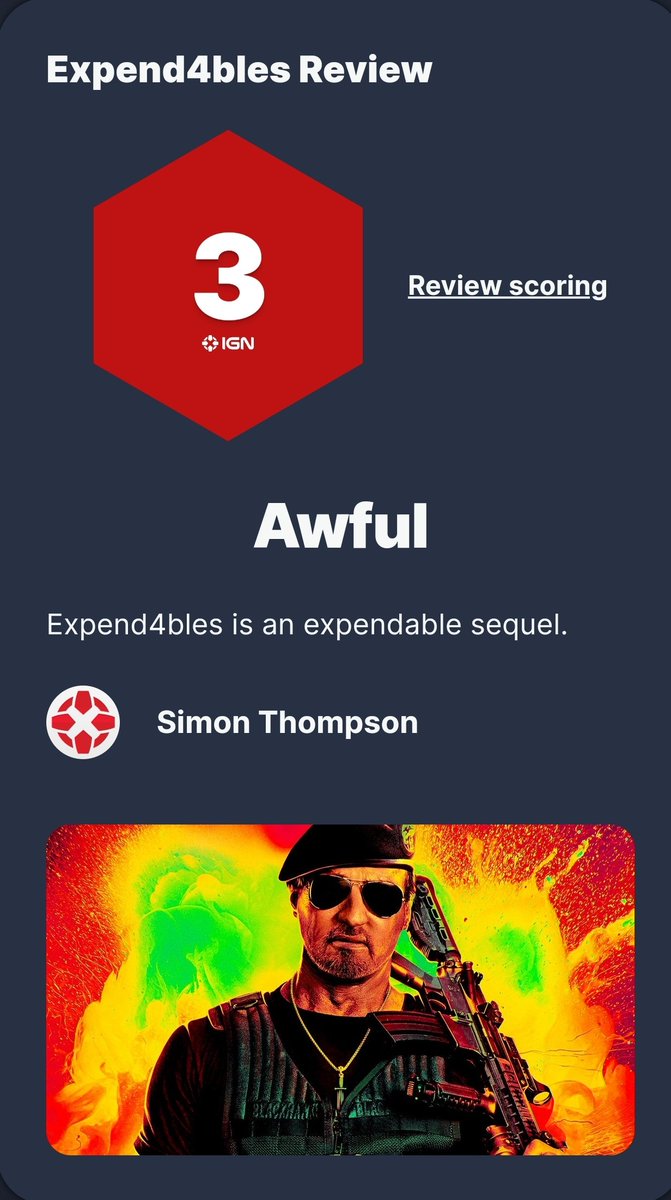 IGNFrontierss's tweet photo. IGN thinks that  #Expend4bles is worse than Sonic Frontiers. https://t.co/IMKXtBEH1m