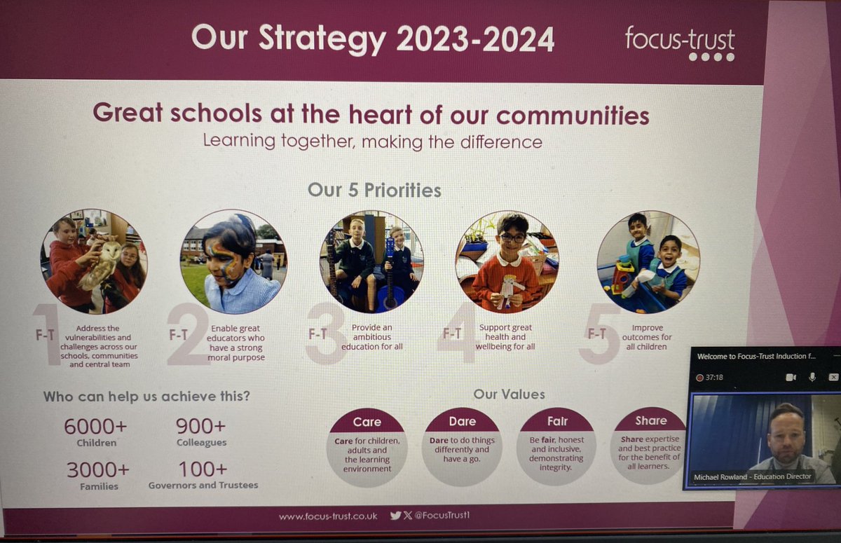 Rowland1Helen's tweet image. Such an uplifting start to the morning welcoming 30 new colleagues to ⁦@FocusTrust1⁩ sharing our Why, our strategic priorities, our RPL programme, what we do for our children &amp;amp; our colleagues &amp;amp; much more #7MustsofFocusTrust Thank you for choosing to be part of our family 🙏