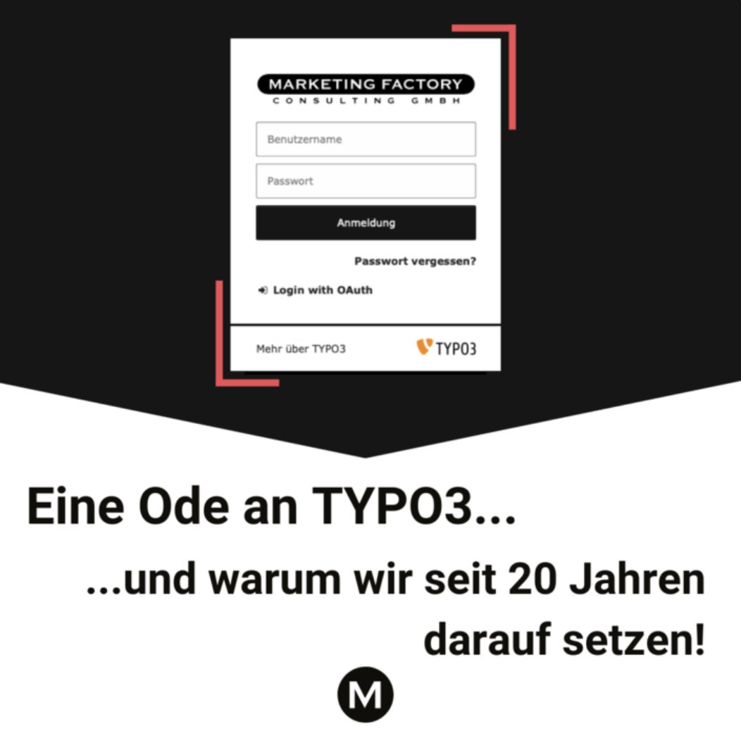 Neu im Blog: <a href="/kristall8/">Chris Allefeld</a> erinnert sich an unsere erste Website mit #TYPO3 und erklärt, warum wir "das älteste Open-Source-CMS" bei uns immer noch gerne einsetzen.

marketing-factory.de/blog/20-jahre-…