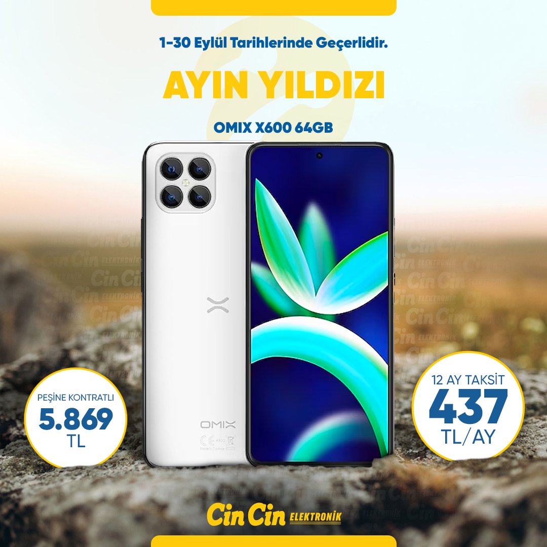 1-30 Eylül Tarihlerinde Geçerlidir.

Ayın Yıldızı
Omix X600 64GB

Peşine Kontratlı 5.869 TL

12 Ay Taksit 437 TL/AY

Tüm Bunlar ve Daha Fazlası Cin Cin Elektronik ve Cin Cin Mağazalarında Sizleri Bekliyor!
.
.
.
.
.
#electronic #cincinelektronik #turkcell #iletişimedairherşey