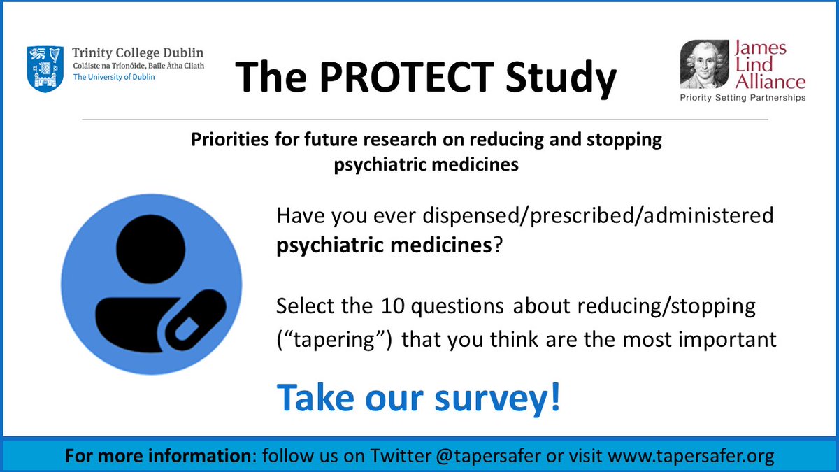 📢📢Calling all healthcare professionals!! We want to know what questions you have about reducing and stopping psychiatric medicines ('tapering'). Please take our anonymous survey to help inform future research - see link below 📢 ⬇️ tapersafer.org/the-protect-st…