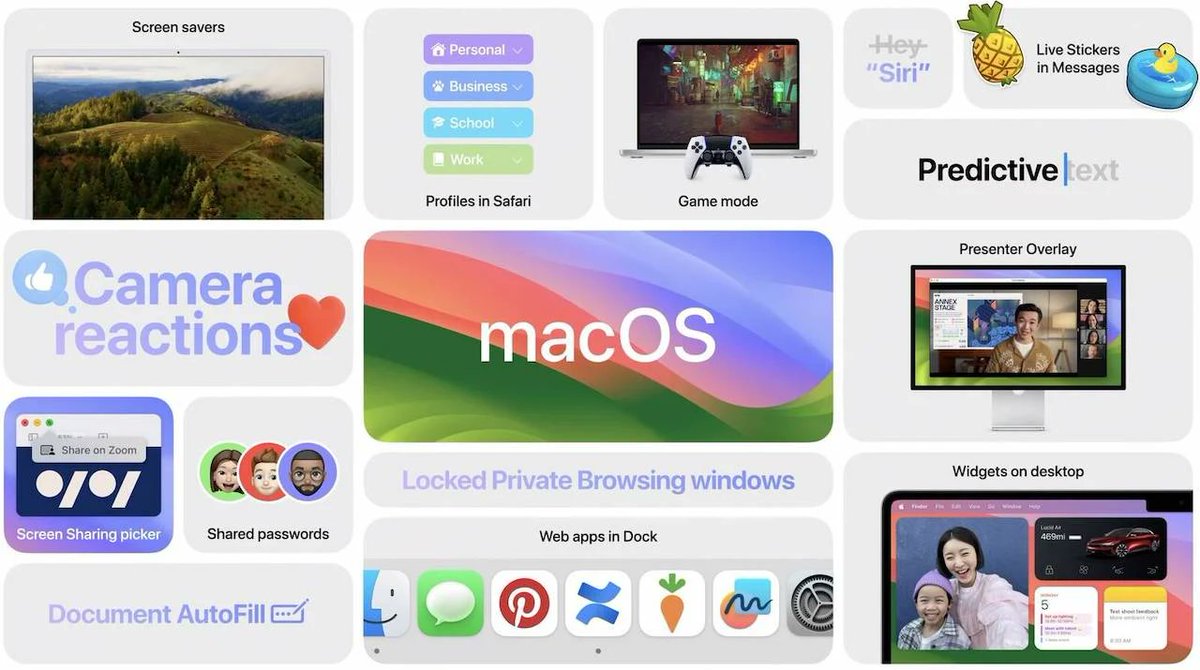 🚀 Mac kullanıcıları için büyük haber! macOS Sonoma çok yakında, 26 Eylül'de kullanıma sunulacak.
🍎💥Etkileşimli widget'lar, oyun performansı için Oyun Modu, Dock'unuzdaki web uygulamaları ve çarpıcı yeni ekran koruyucular gibi heyecan verici özellikler. Buna bir bak!