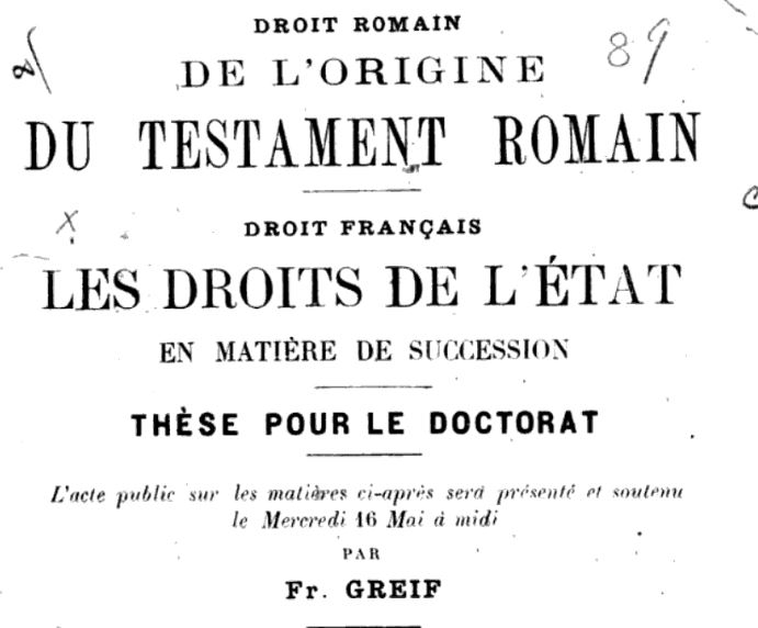 IainMcDaniel's tweet photo. Amazon: "In this groundbreaking historical study, Francisque Greiff traces the origins and development of the Roman testament, shedding new light on the legal and social customs of ancient Rome. A must-read for scholars of Roman history and legal theory." It is from 1888! https://t.co/MtTQ9XOedK
