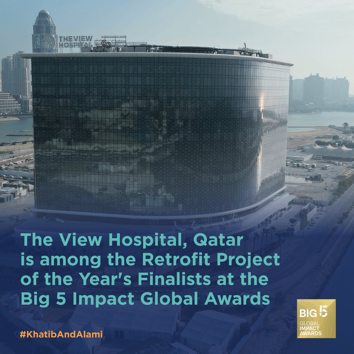 After being awarded the highly commended retrofit project of the year title at the #MEPAwards2023, The View Hospital, Qatar, is now shortlisted for the Retrofit Project of the Year category at the #Big5GlobalImpactAwards. Good luck to all participants! #Qatar #KhatibAndAlami